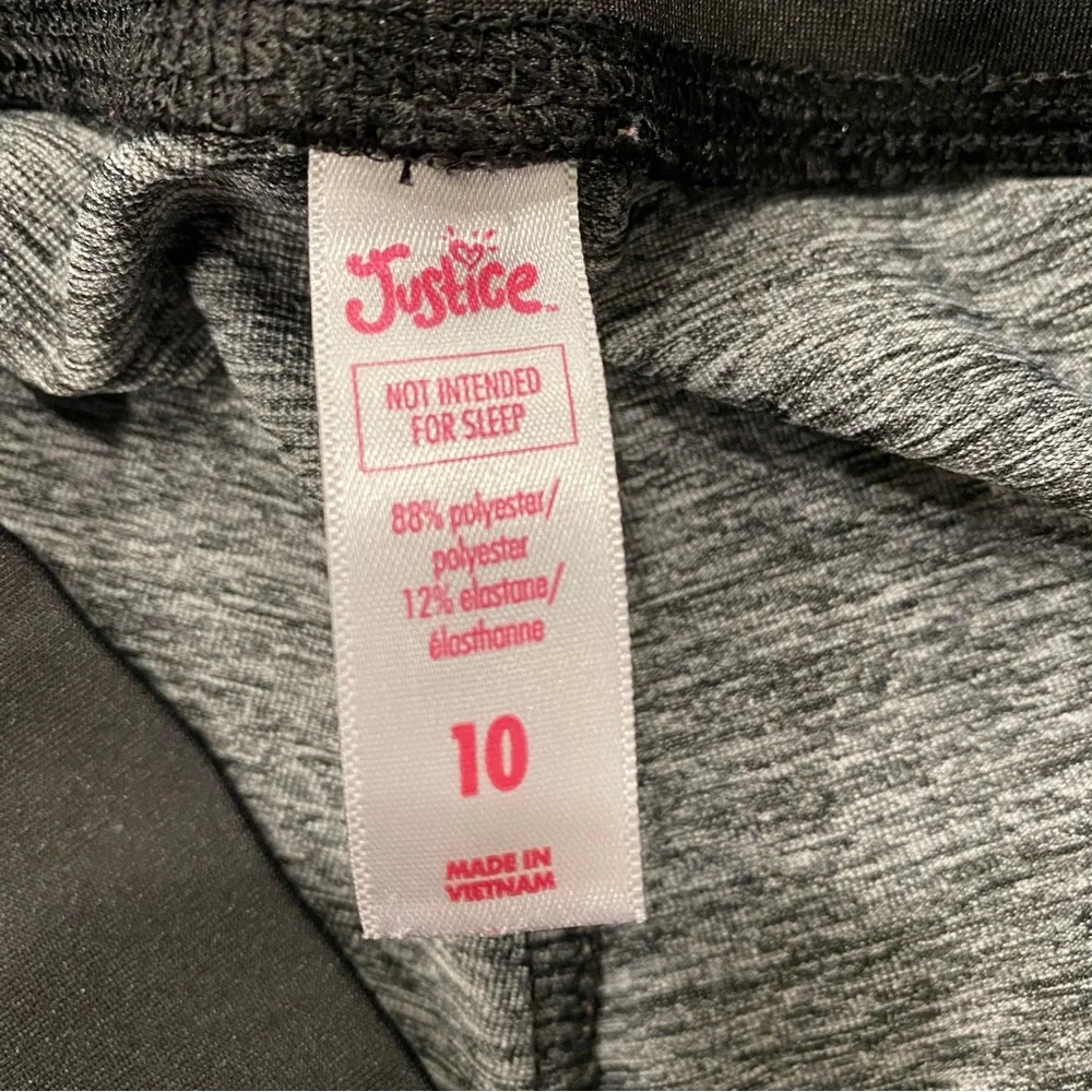 Justice Athletic Heathered Gray Black Jogger Pants Girls Size 10 Gym